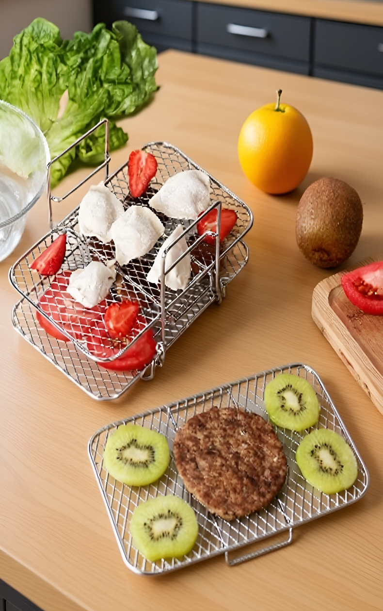 Stainless steel wire rack for air fryer cooking
