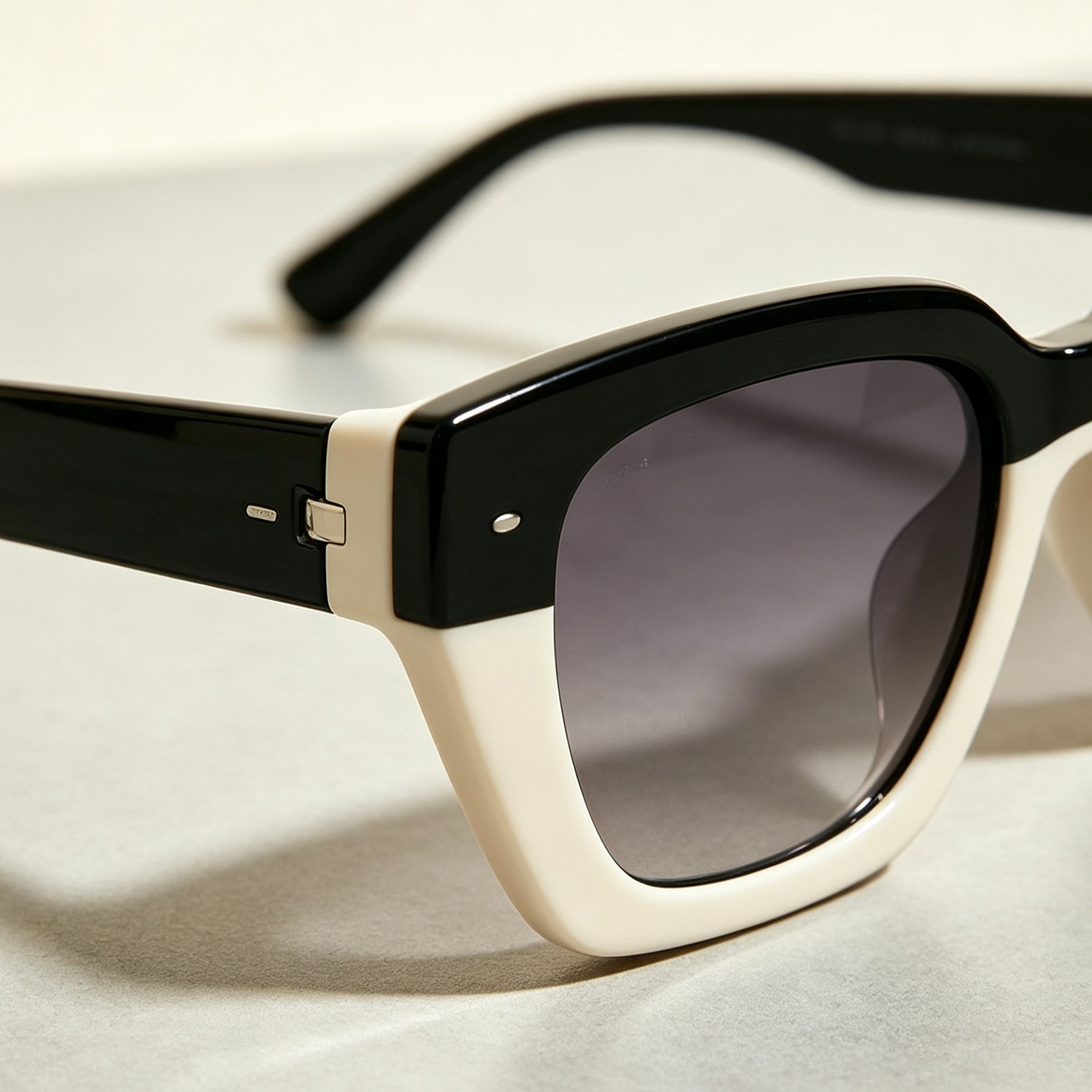 Front view of Classic Black and White Sunglasses
