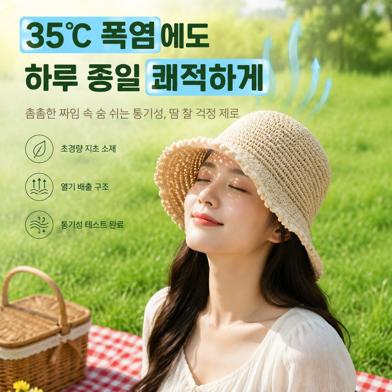 여름 한국판 레이스 짜임 차양 버킷햇
