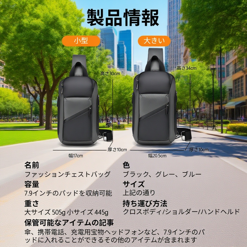 多機能ポケット付き斜め掛けバッグの内部構造