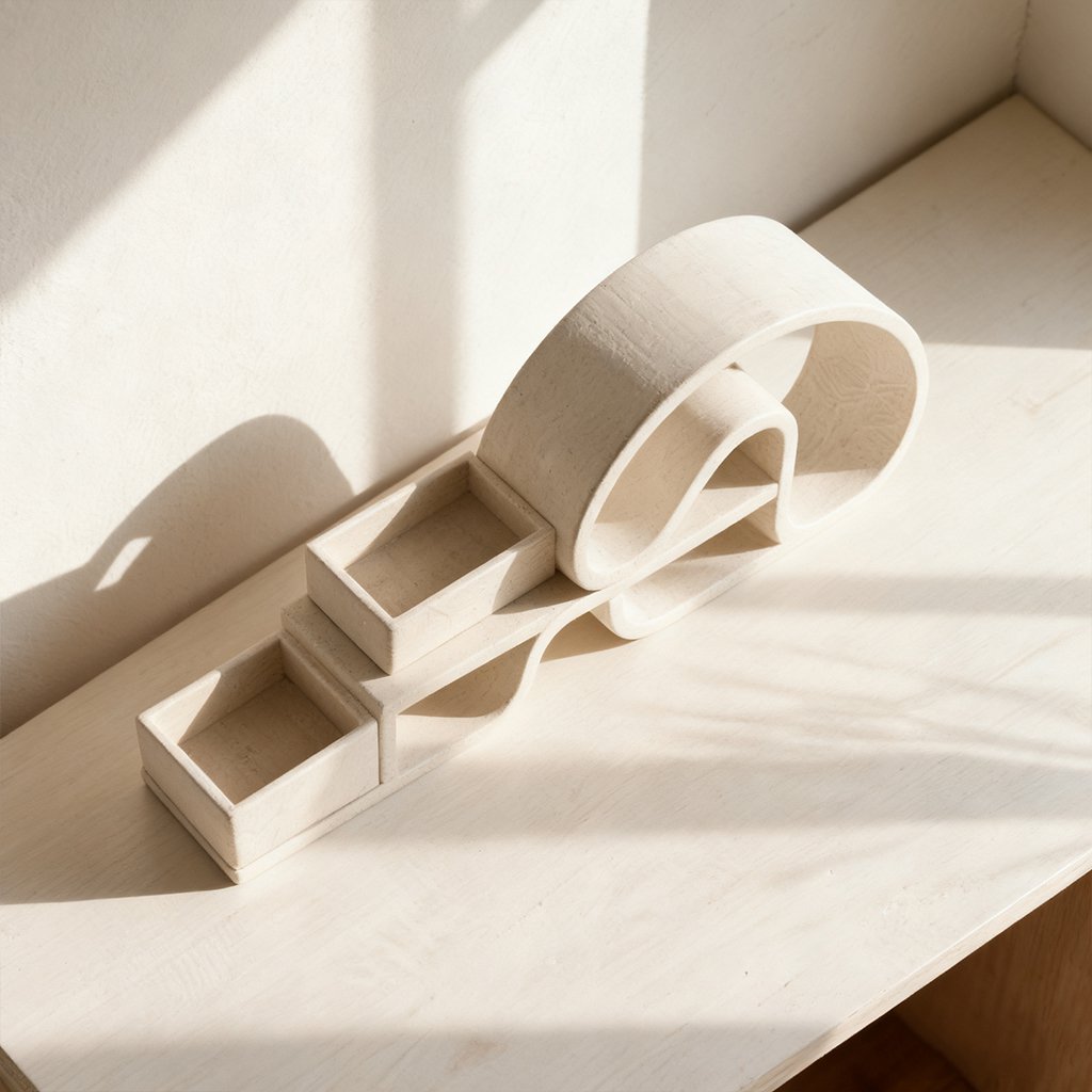 독특한 디자인의 수납장 측면 모습