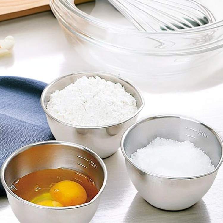 Shimomura Mini Stainless Steel Bowls (Set of 3) with Measuring Cup