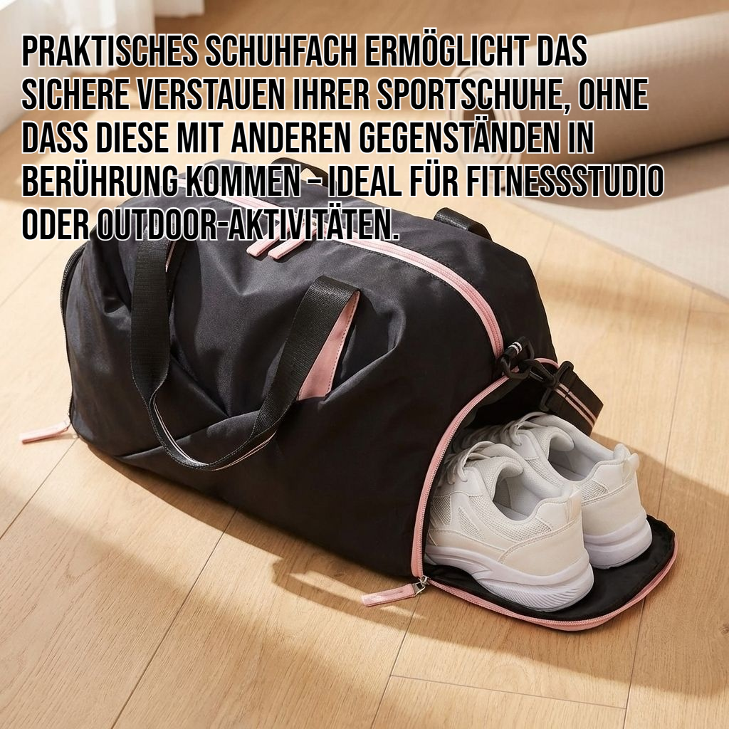 Sport- und Fitnesstasche mit separatem Nass- und Trockenbereich sowie Schuhfach