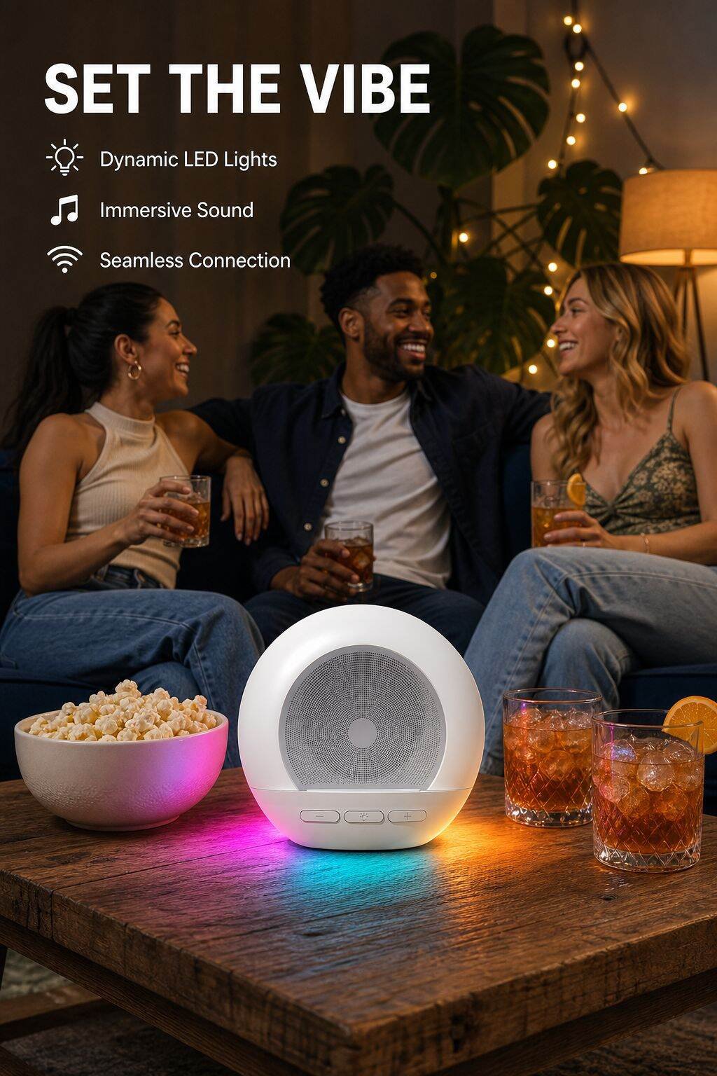 Colorful Ambient Lighting Mini Bluetooth Speaker with Built-in Microphone, Night Light Audio