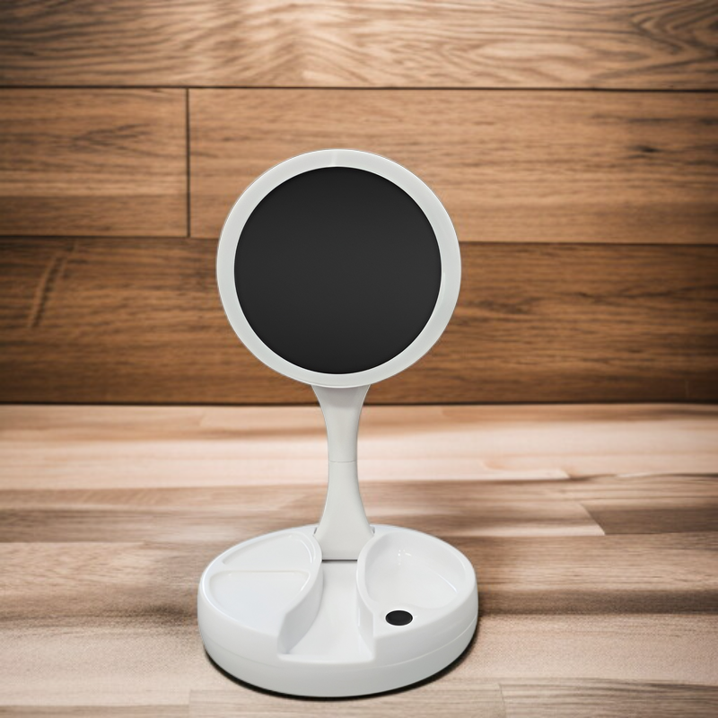 折りたたみ化粧鏡 LED ライト化粧鏡ポータブル両面拡大鏡ライトミラー充電デスクトップデスクトップホームミラー