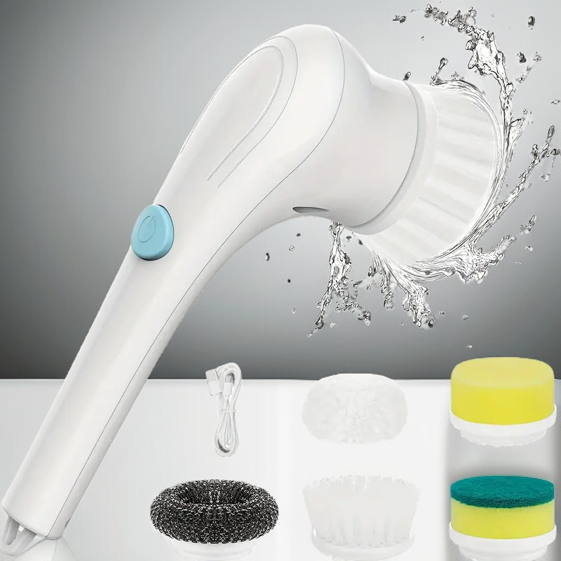 Cordless Handheld Spin Scrubber with 5 Brush Heads