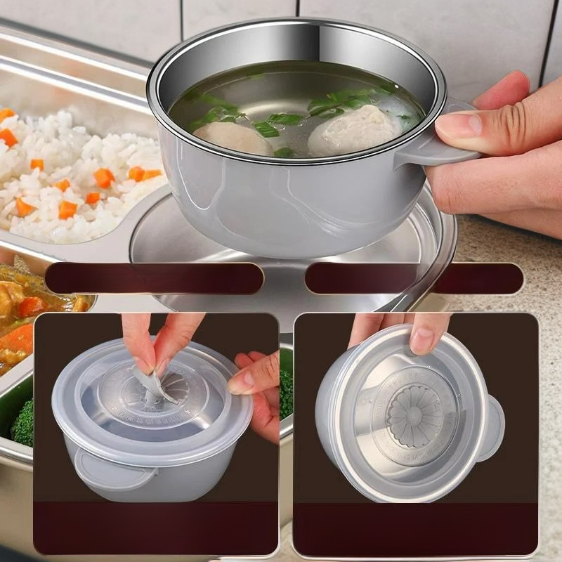 حافظة طعام حرارية ستانلس ستيل مع طقم ملاعق وحامل هدية