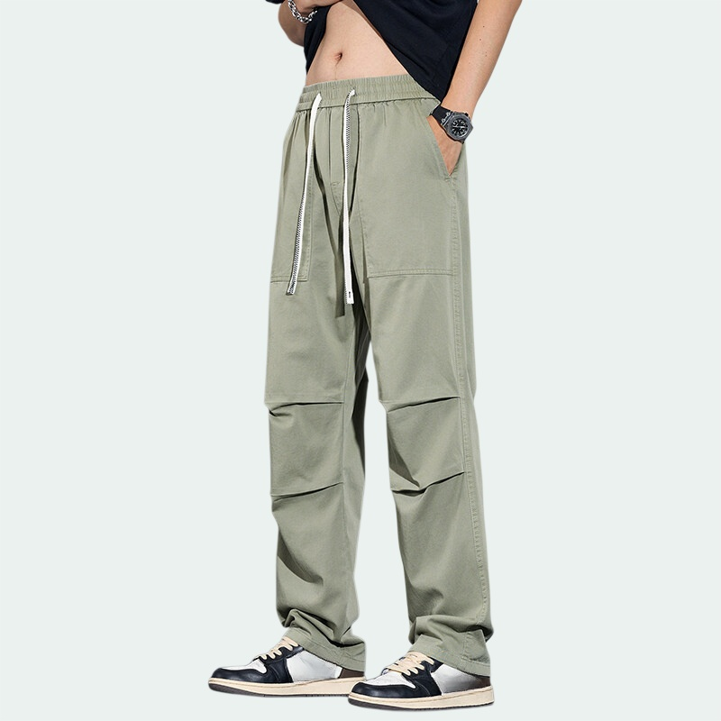 男士春夏季2025新款美式直筒傘兵褲子寬腿工裝休閒長褲子