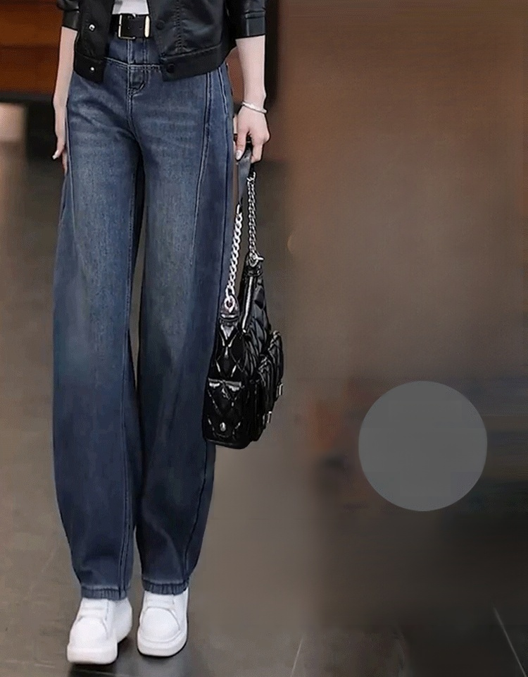 하이 웨스트 레트로 와이드 데님 팬츠