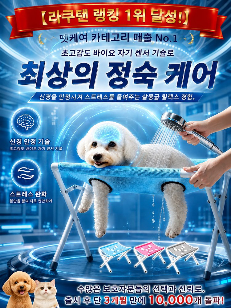 애완동물 목욕용 해먹, 발톱 정리 및 긁힘과 물림 방지를 위한 고정 장치.