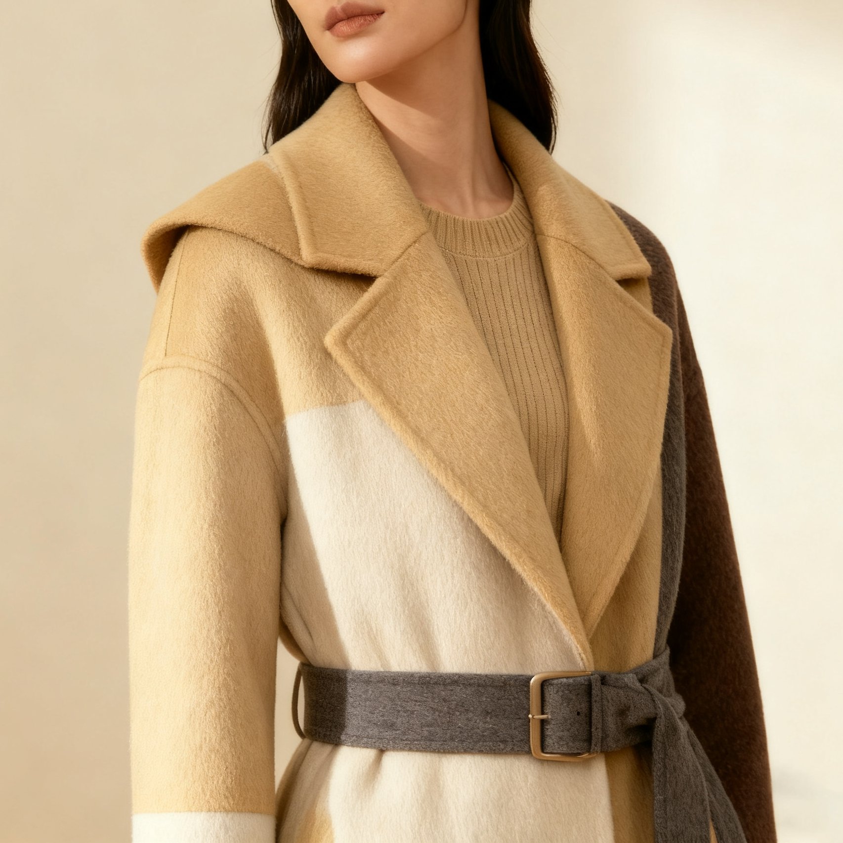 부자 느낌 울 롱코트 전체 모습