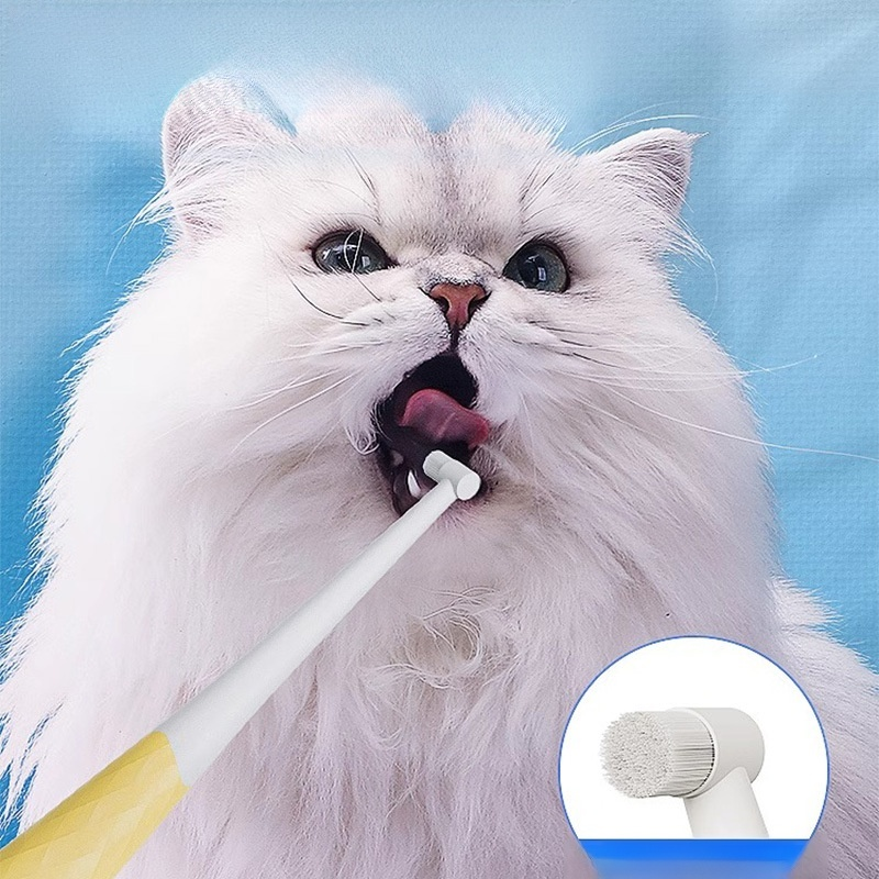Pet cat soft bristle toothbrush