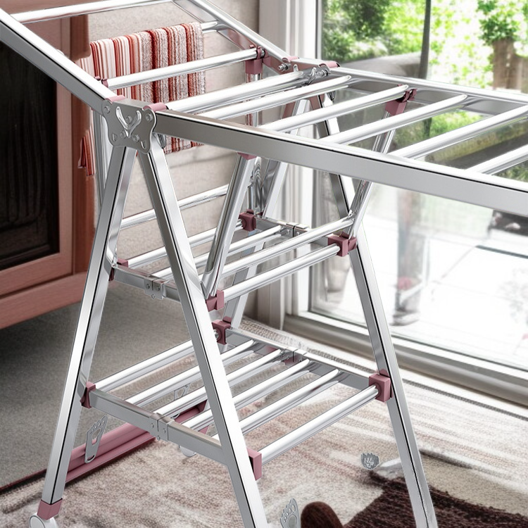 ราวตากผ้าสแตนเลสแบบพับได้สำหรับใช้ในบ้านและนอกบ้าน