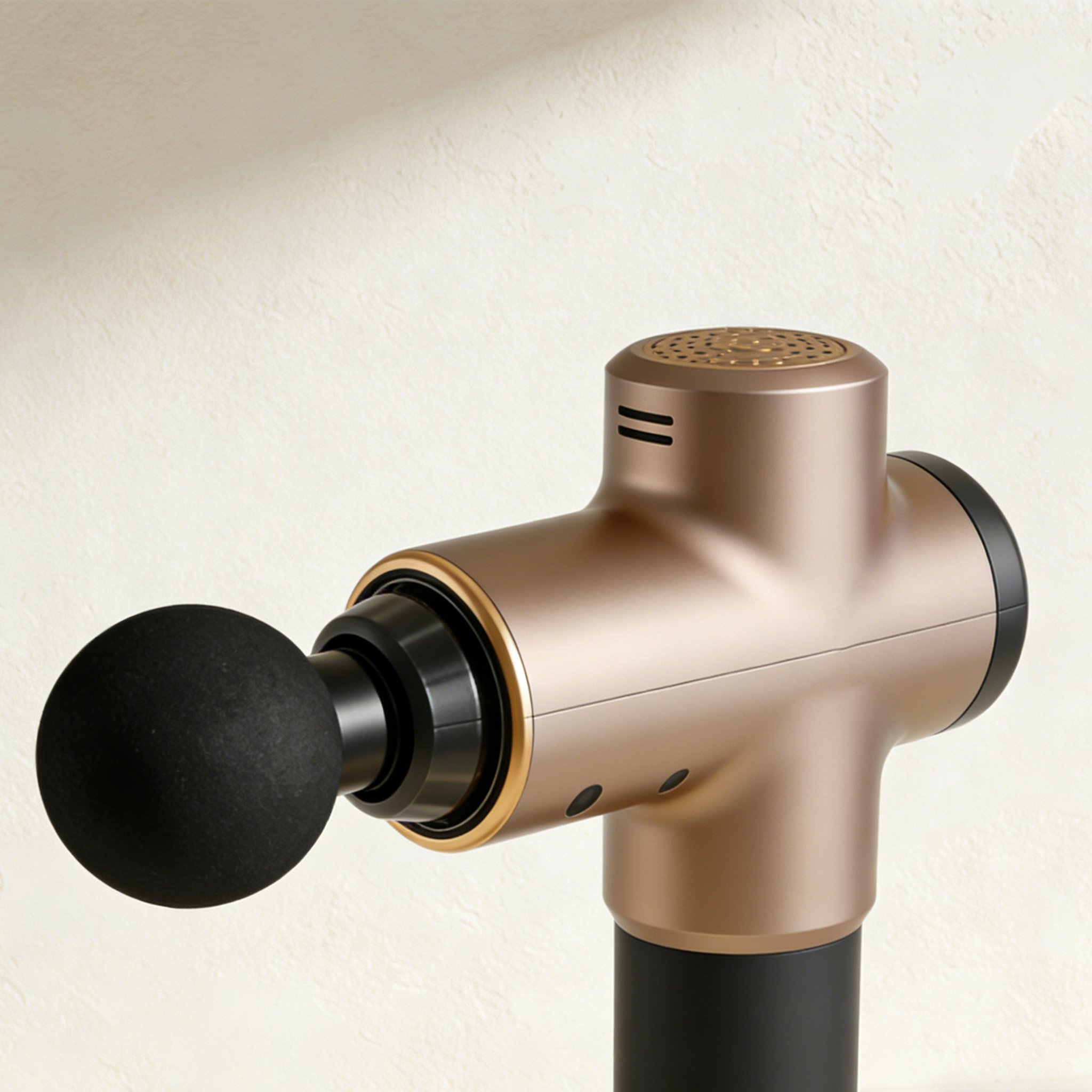 Fascia Gun Massager in use on shoulder for muscle relaxation