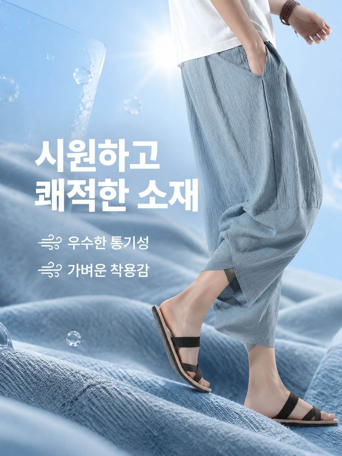 신상 남성용 루즈핏 캐주얼 하렘 7부 바지 얇은 비치 팬츠