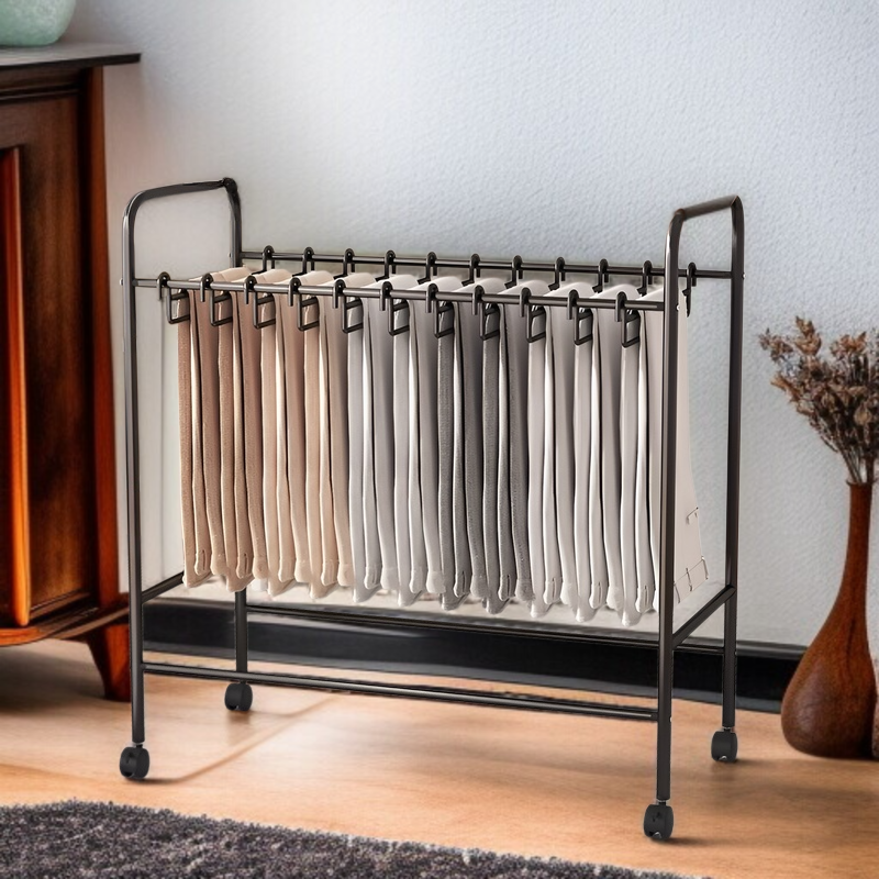 철예 바닥 바지 수납 선반 다기능 이동식 옷장 걸이 바지 스커트 바지 선반 수납 바지 선반