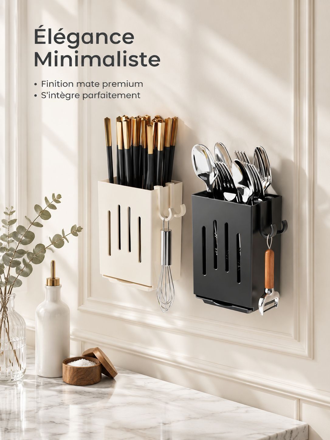 Porte-couverts mural pour ranger baguettes et couteaux dans la cuisine