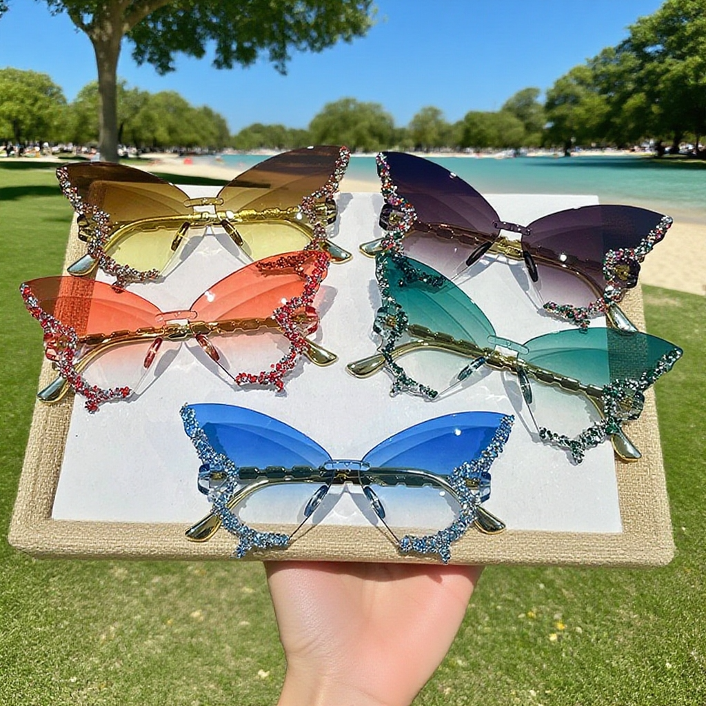 Gafas femeninas de diseño mariposa protección UV
