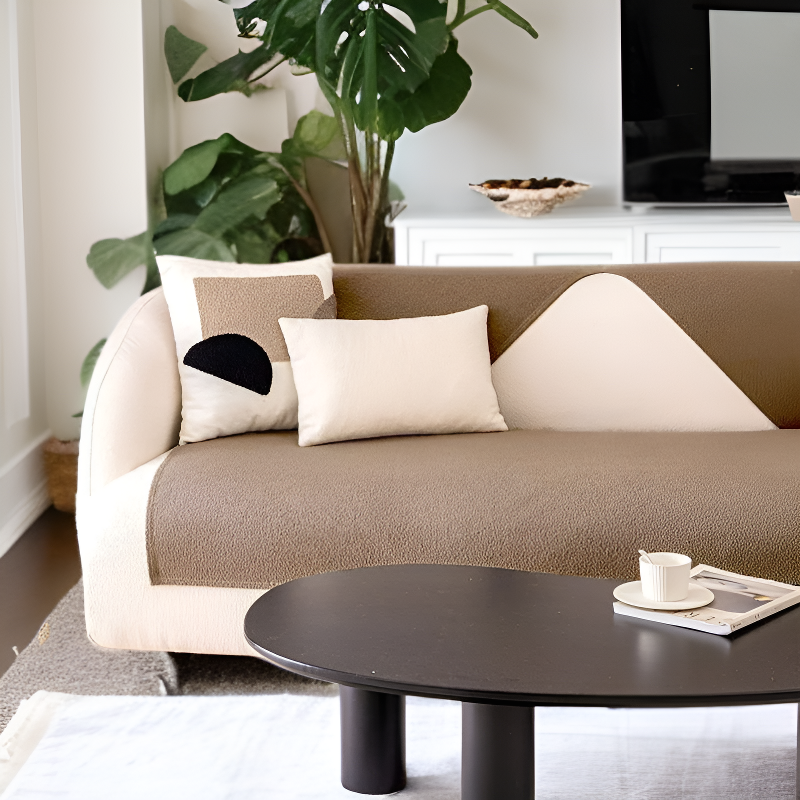 Antypoślizgowa poduszka na sofę, całoroczna, z tkaniny kremowej