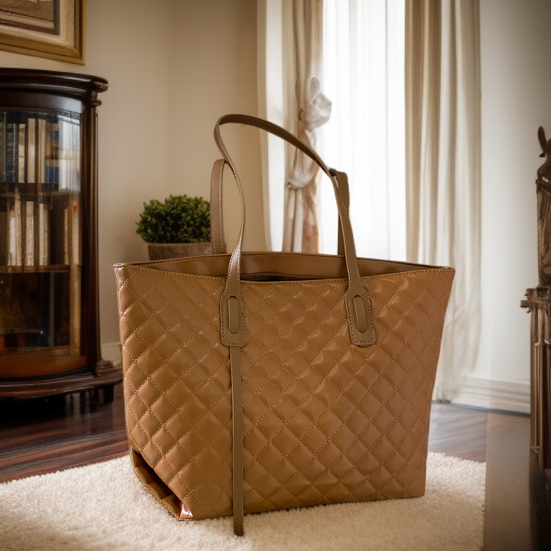 حقيبة يد نسائية بنقشة الألماس كبيرة السعة