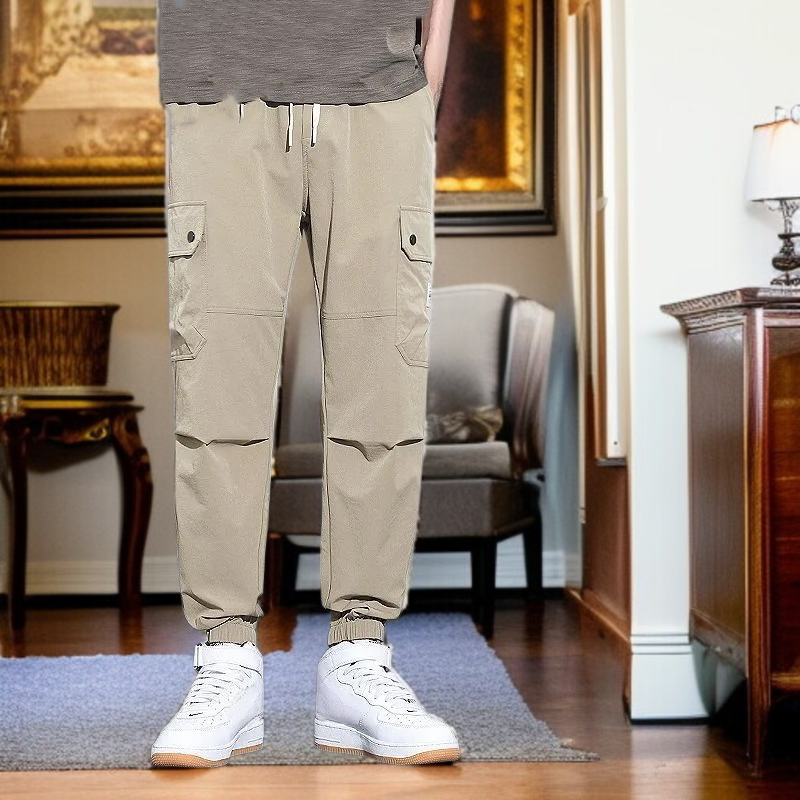 남성 와이드 배기 아이스 통기성 카고 팬츠 봄 조거 속건 트레이닝 캐주얼 팬츠 멀티 포켓 아메리칸 와이드 빅 사이즈 팬츠