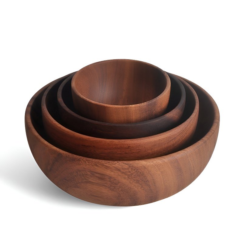 Handcrafted Paulownia Wood Salad Bowl, Multi-purpose Fruit & Nut Tray, Wooden Shallow Plate