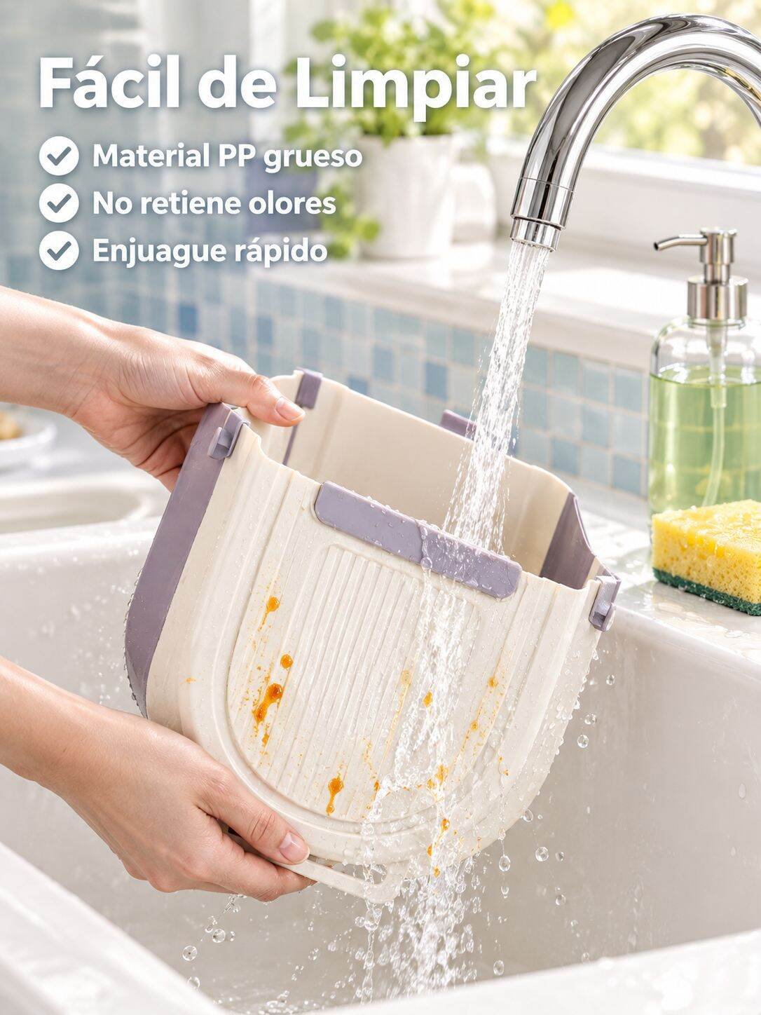 Cubo de basura plegable para cocina, de pared y sin taladrar