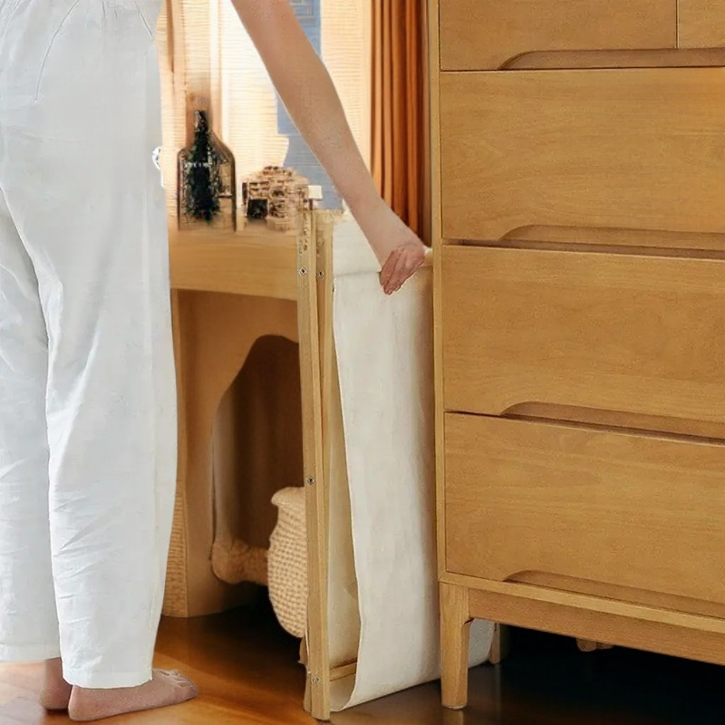 Eco-Friendly PVC Bamboo Laundry Hamper, Convenient Foldable Home Organizer Basket