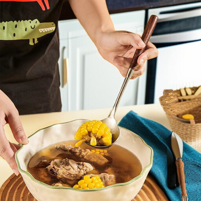 家庭用ヘラ ウォールナット・キッチン雑貨 クッキングステンレスヘラ ケーキ・スープ・スプーン・ナイフ・ヘラ ナイフ ヘラセット 鍋用食器
