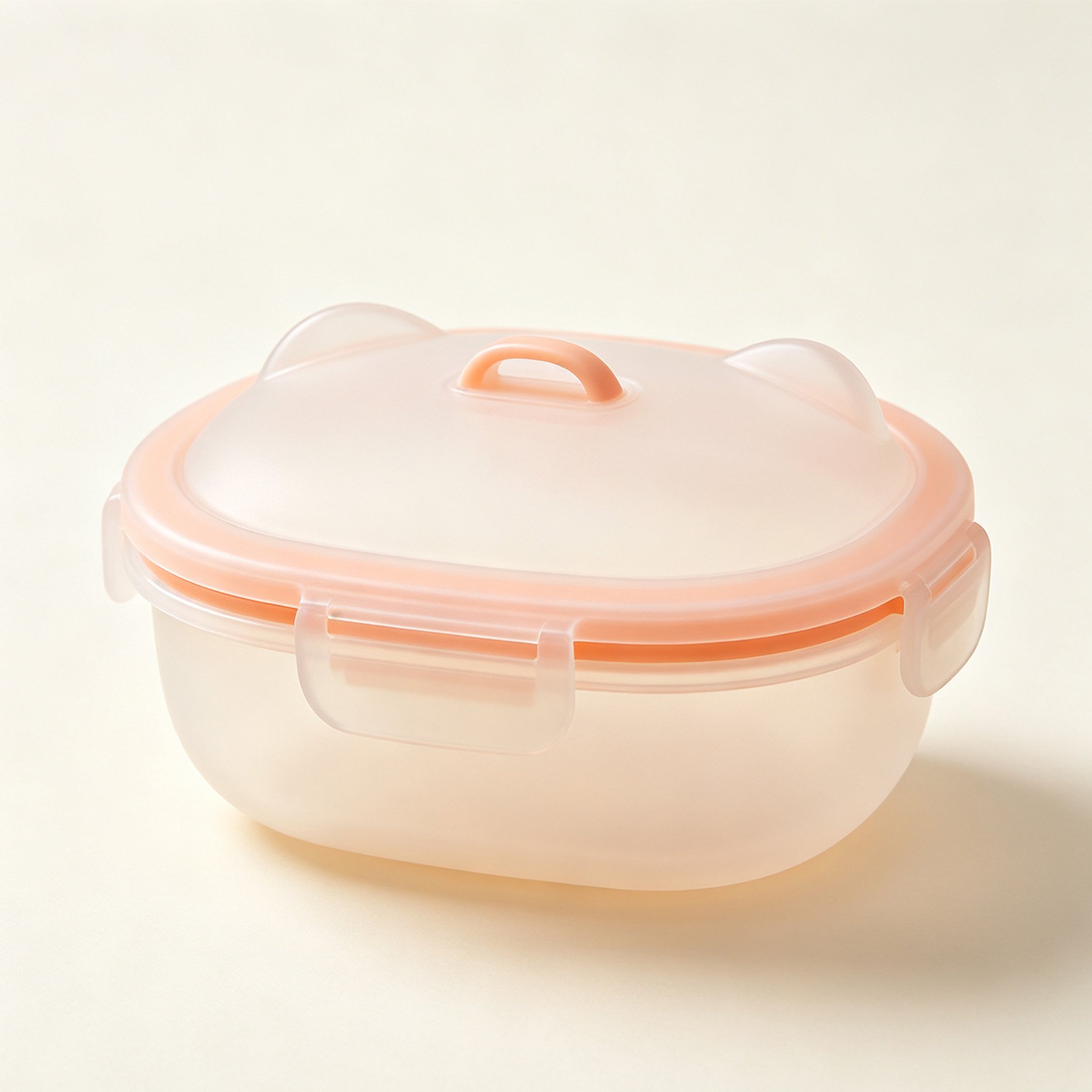 猫耳型デザインの食品保存容器正面写真
