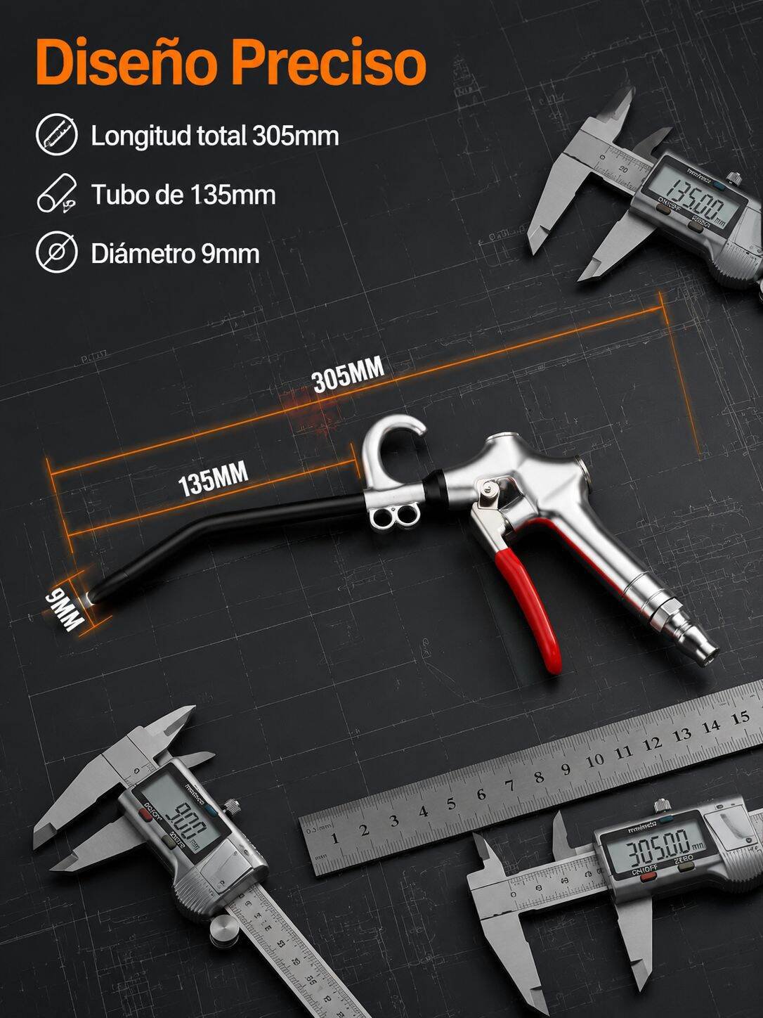 Pistola de aire comprimido de alta presión diseño ergonómico
