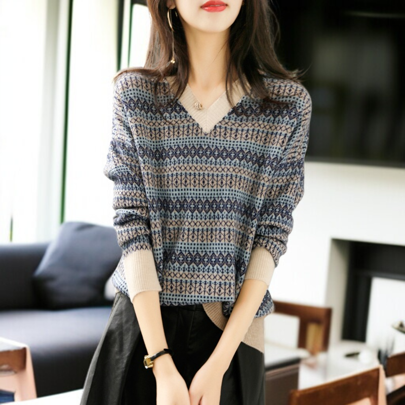 ルーズクラッシングニットセーター セーター テールゲートピックアップ トップス 引き出し Vネック トップス ルーズクラッシングセーター