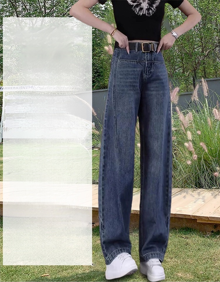 하이 웨스트 레트로 와이드 데님 팬츠