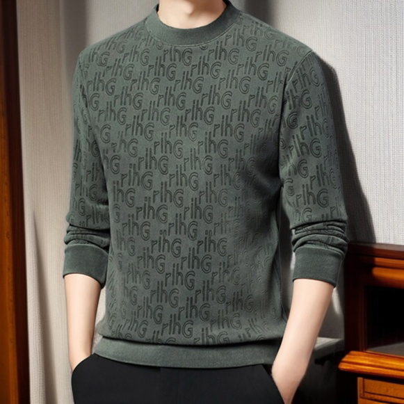 캐주얼 패션 남성 상의 자카드 라운드 긴팔 후드 기모 기모 레깅스 상의