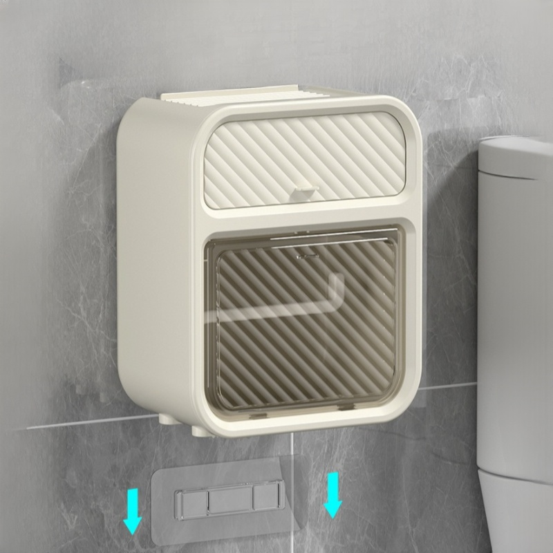 Punch-Free Bathroom Storage Rack Toilet Paper Box Wall-Mounted Luxury Tissue Box