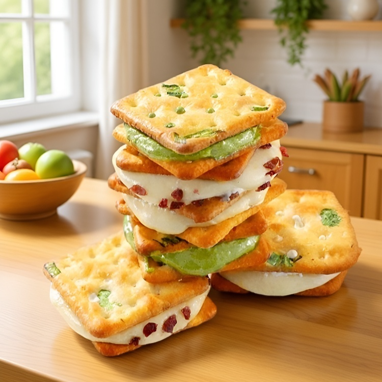 네 가지 맛의 파 누가 샌드위치 쿠키