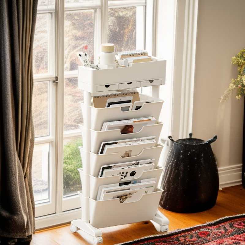 Modern classroom featuring multi-purpose student desk storage unit