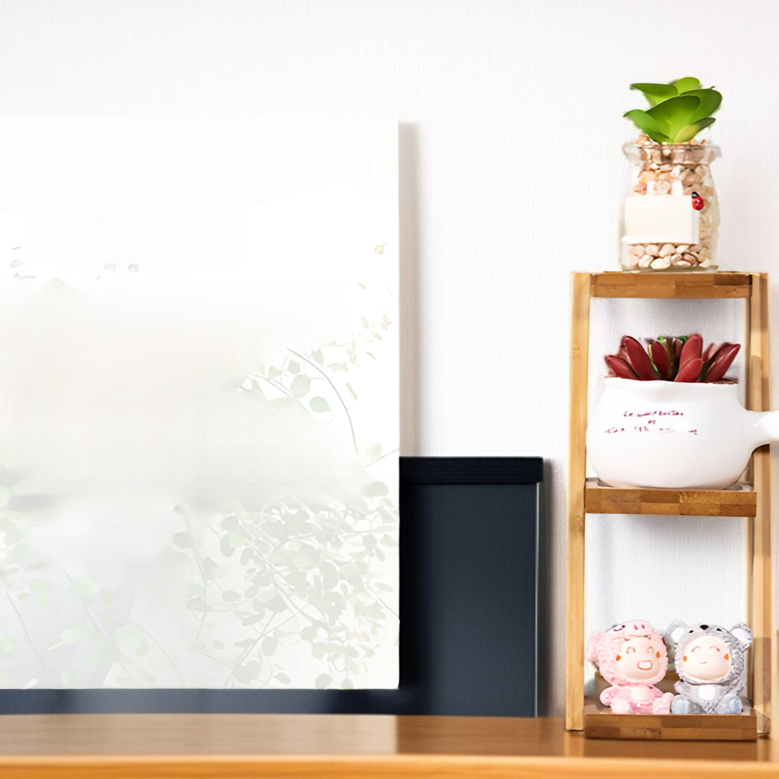 Estante de flores de bambú para escritorio, especial para macetas pequeñas, 25*10*18cm