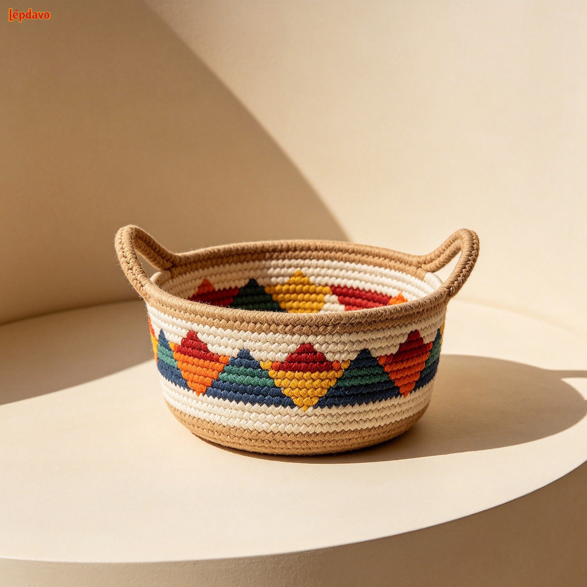 Detalle de tejido artesanal de la cesta de almacenamiento