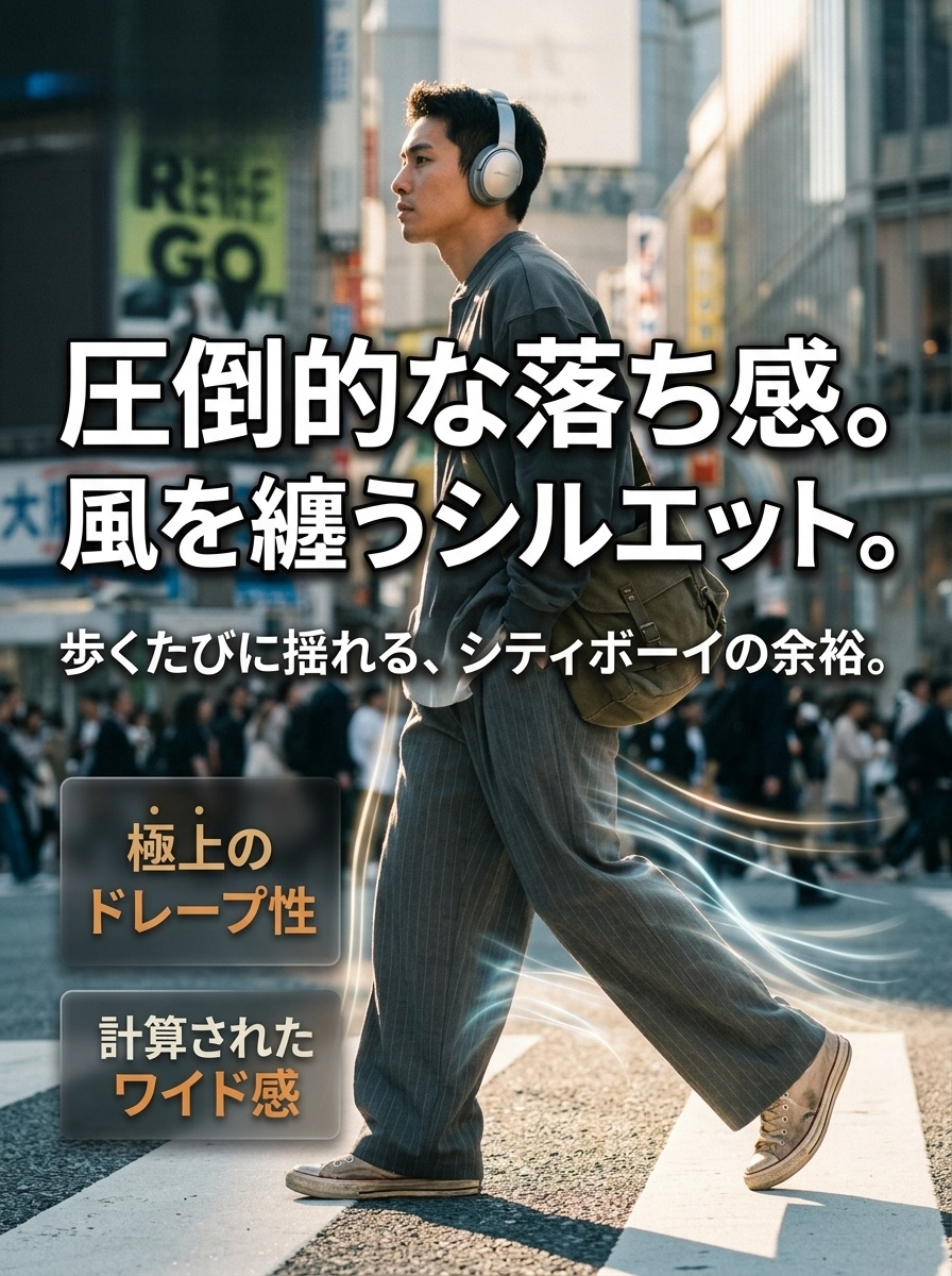 クラシックで知的な印象を与えるストライプ柄のメンズスラックス