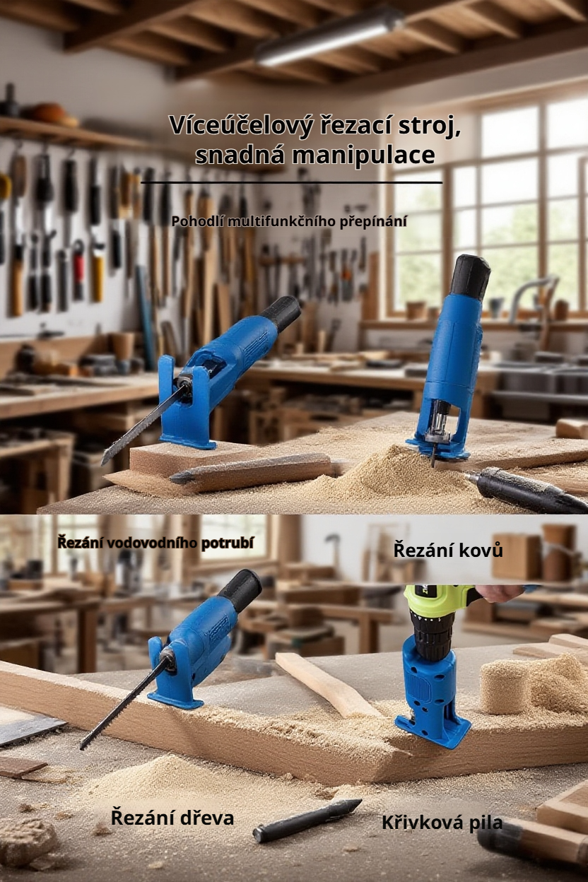 Pomocná šavlová pila pro vrtačku detail