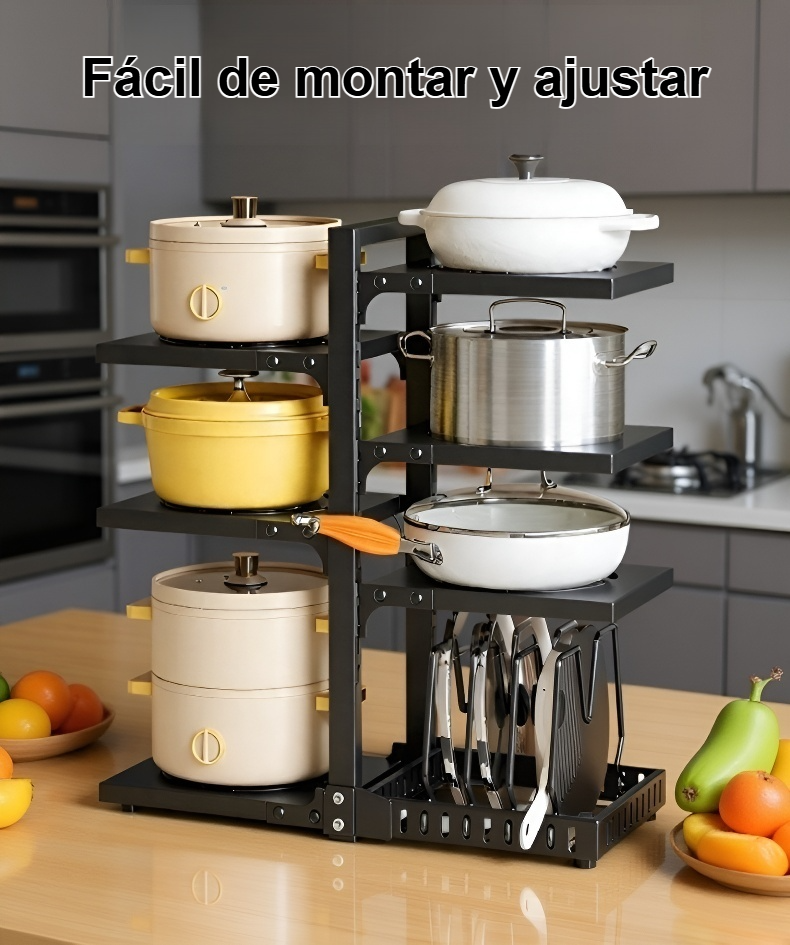 Estante de almacenamiento ajustable instalado en fregadero