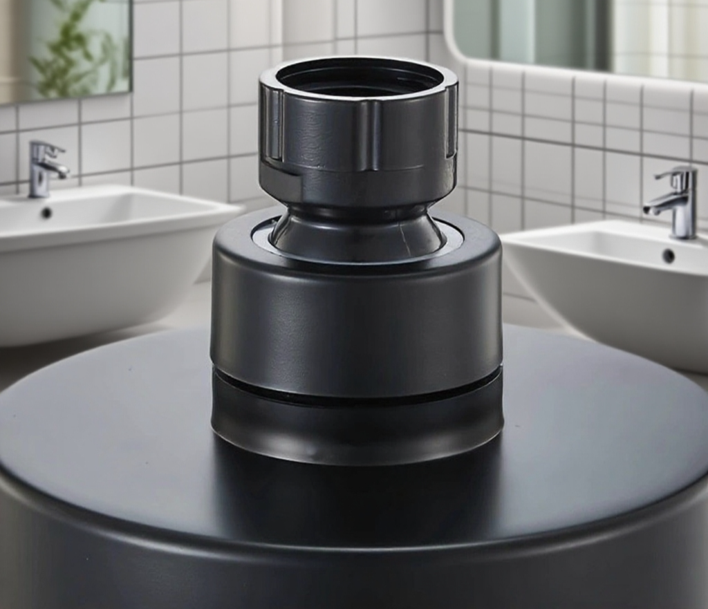 High pressure water flow from wall mounted showerhead