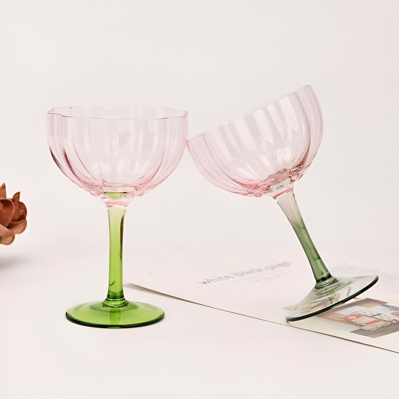 水晶玻璃高腳紅酒杯短花瓣香檳杯