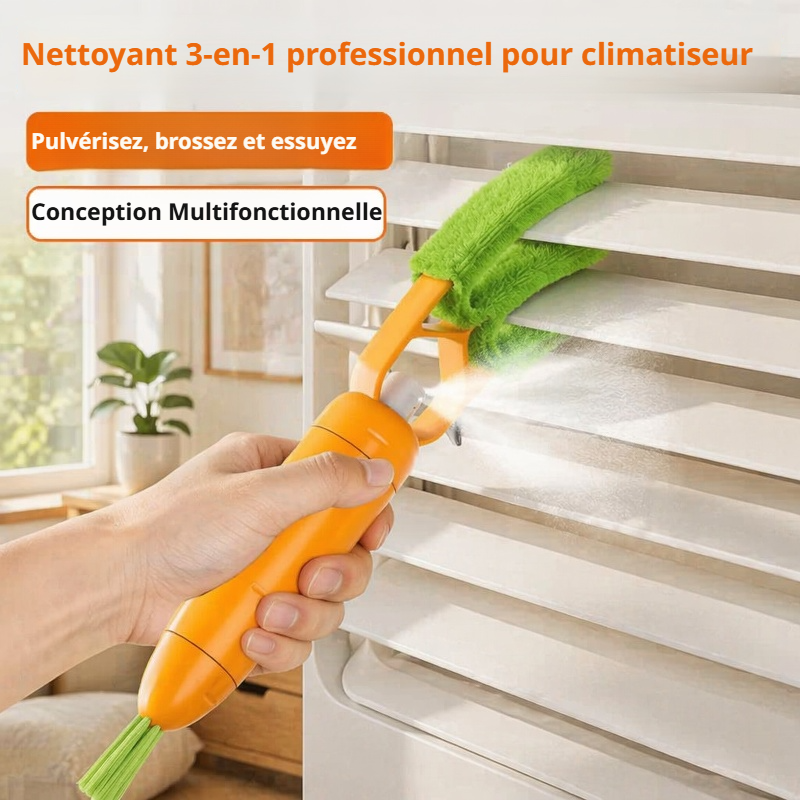 Brosse de nettoyage 3-en-1 pour climatiseur, lavable et dépoussiérante