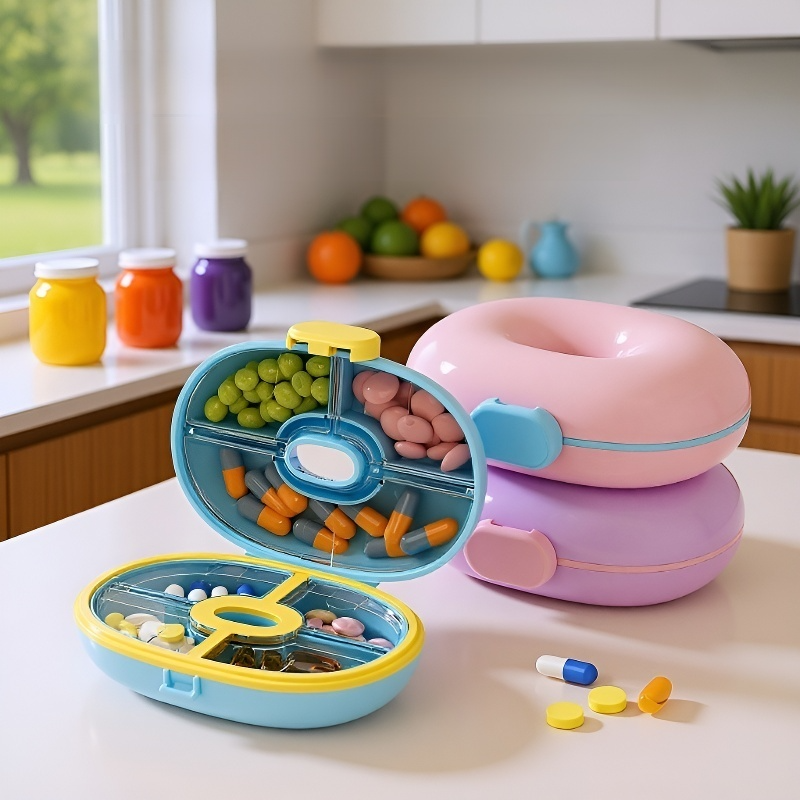 Kompaktní dávkovač pilulek na týden s přihrádkami 