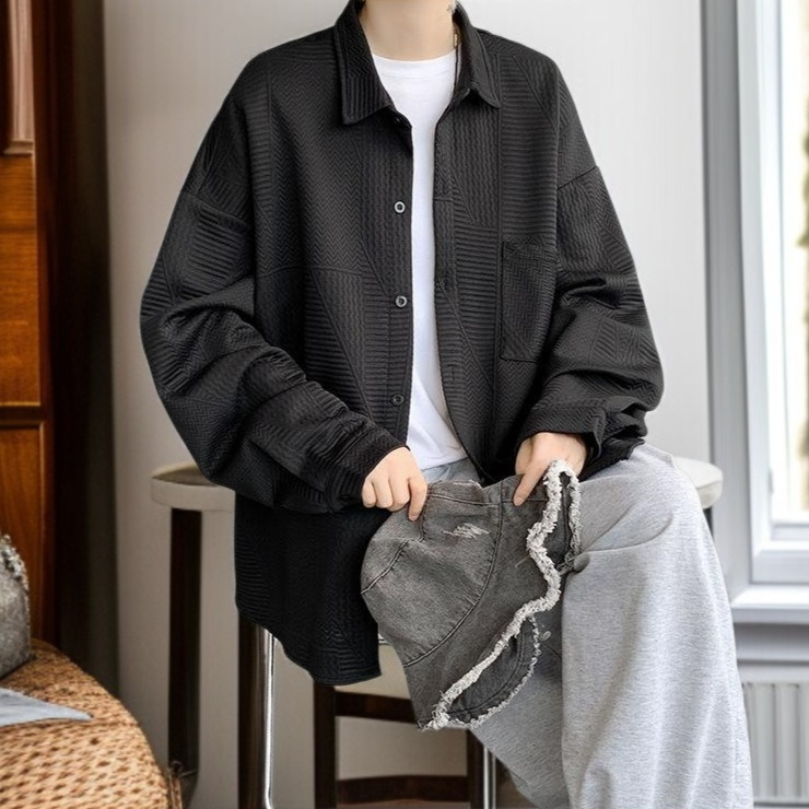 舒適面料男士純色外套近拍