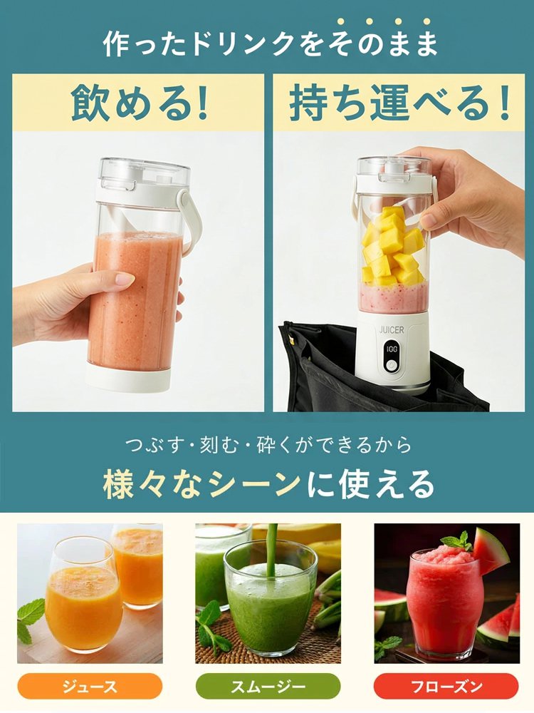 【期間限定モデル】旅行用電動ジューサーカップ