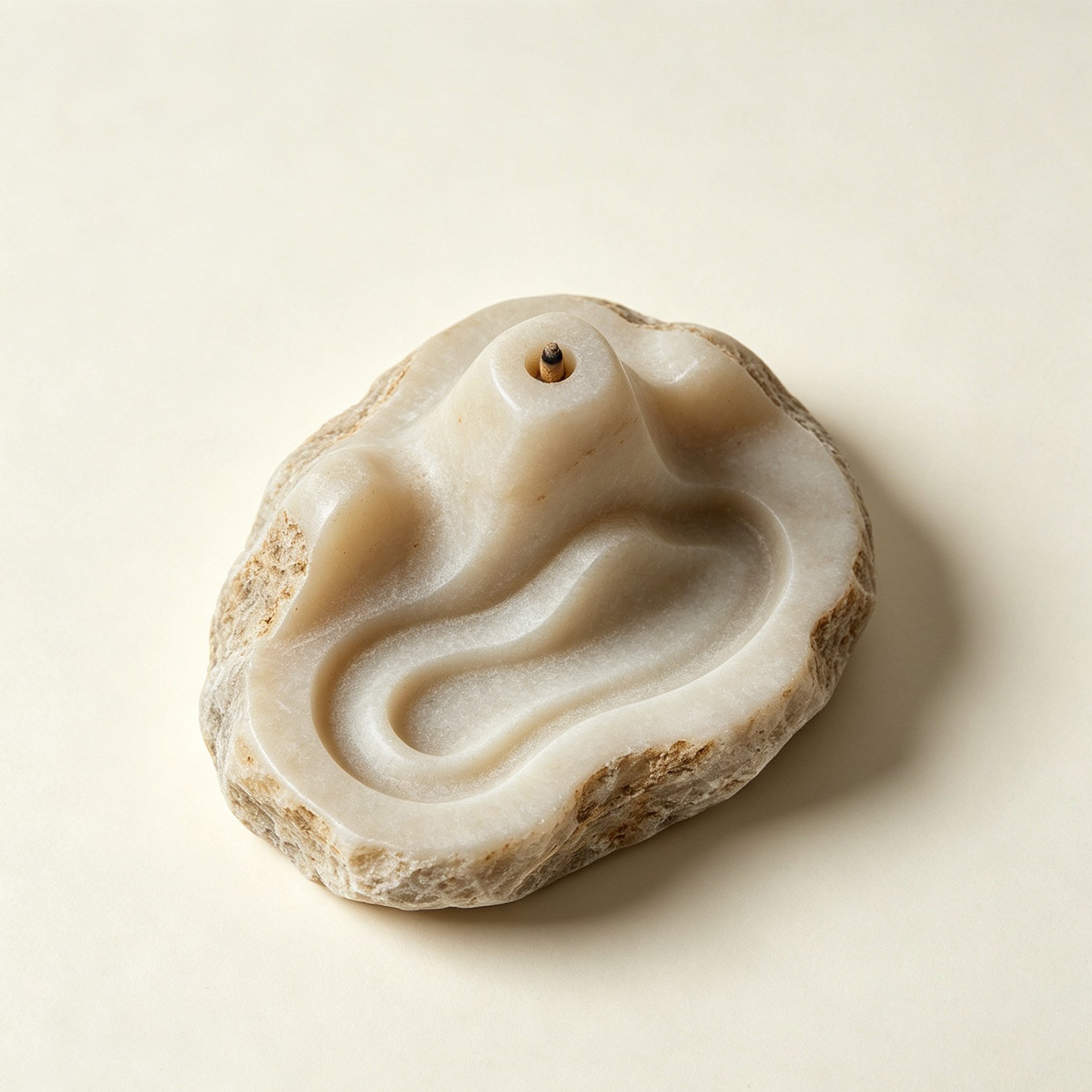 Elegant jade incense holder with incense stick