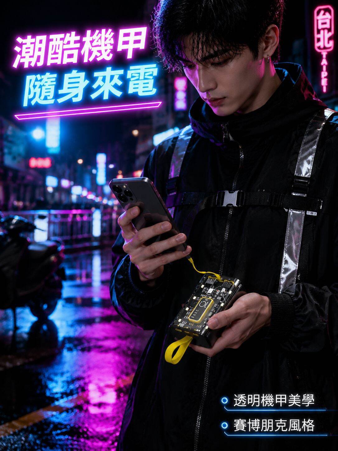強勁透明機甲充電寶